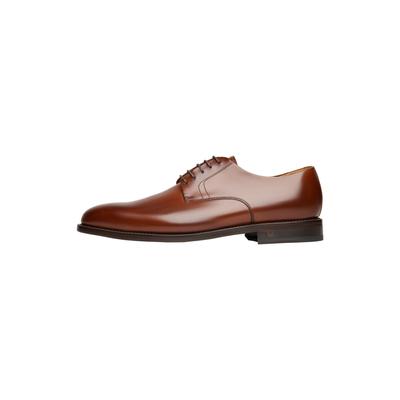 Schnürschuh HENRY STEVENS "Marshall PD Businessschuh", Herren, Gr. 45, Leder, mittelbraun, Schuhe Schnürschuh, Herren Halbschuhe Leder handgefertigt, Anzugschuhe