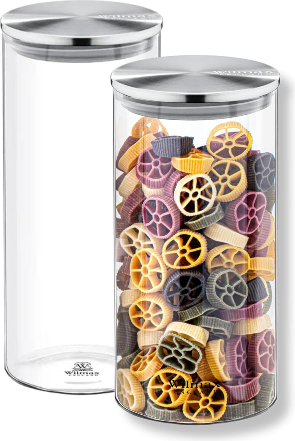 Wilmax England voorraadpot met roestvrijstalen deksel, 1300 ml, transparant