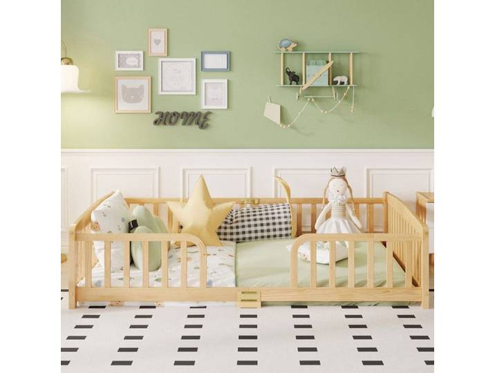 NuvlaGu - Lit enfant 140x200 cm - Lit évolutif avec barrières de sécurité - Lit combiné - canapé-lit - Bois