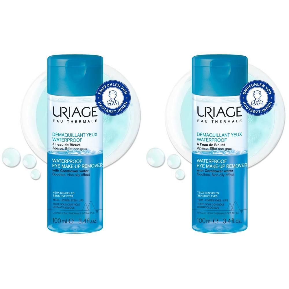Uriage waterproof Augen-Make-up Entferner 2x 2x100 ml Flüssigkeit