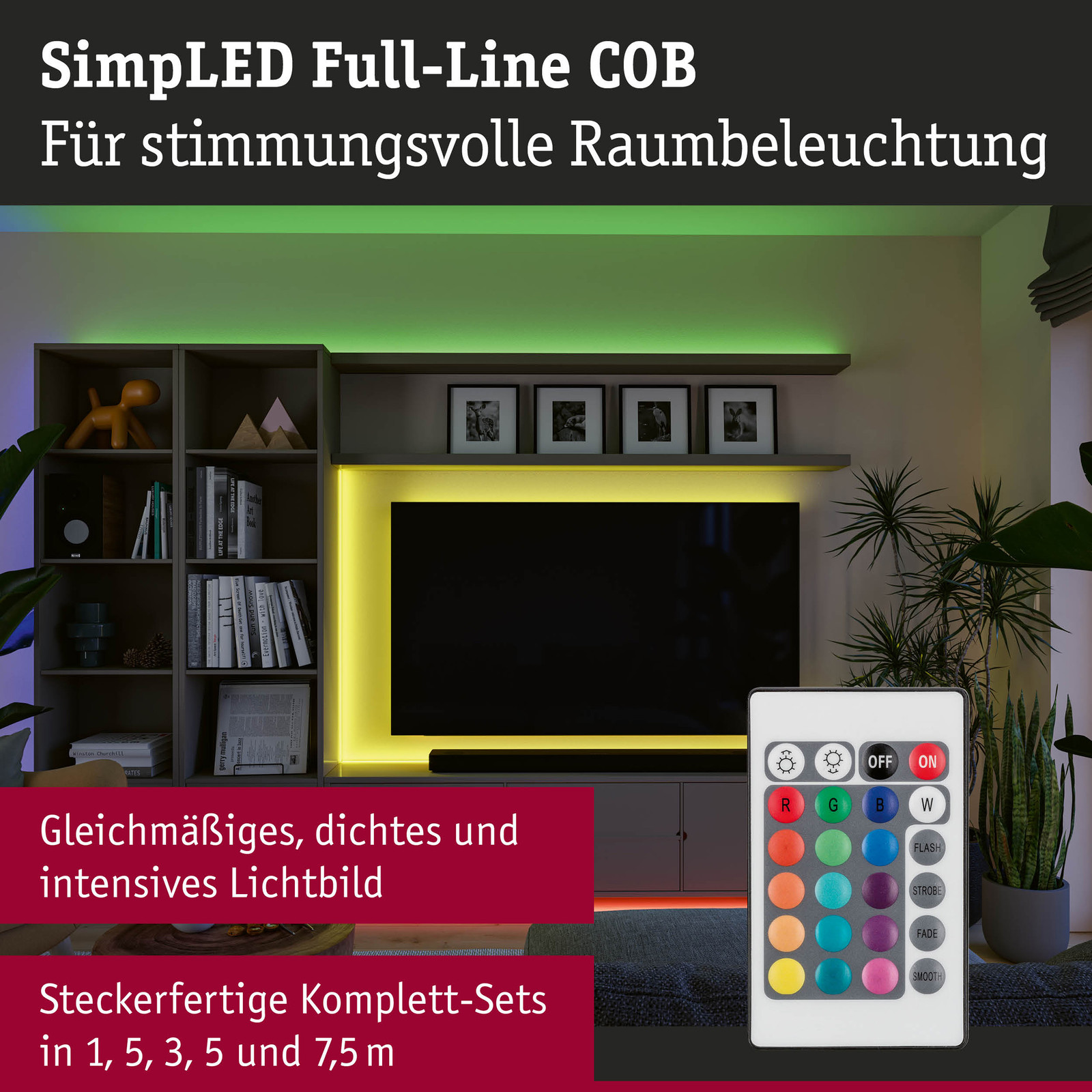 home24 Lichtsnoer COB Strip type A wit 1 cm