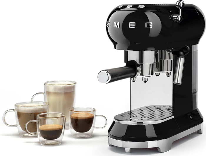 SMEG 50's Style ECF02BLEU - coffee machine with cappuccinatore - 15 bar - black
