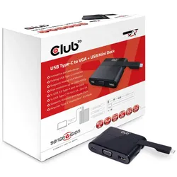 CLUB3D Adapter USB 3.0 Typ C > VGA/USB3/USB-C (MiniDock)