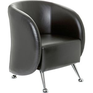 hJh-OFFICE Loungesessel ST. LUCIA, 713200, schwarz, mit Vierfußgestell aus Metall und Kunstlederbezug
