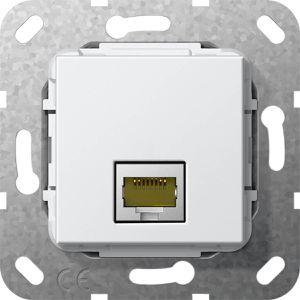 Gira Netzwerkdose Modular Jack 569503, Unterputz, 1 x RJ45 / Keystone, mit Abdeckung reinweiß glänzend, Cat.6A