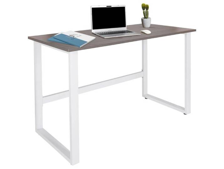 Bureau 120x60cm I Gris/Blanc Bureau d'Ordinateur étroit avec Structure en Acier
