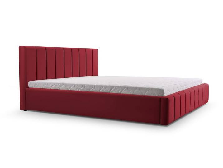 MOEBLO Polsterbett BETT 01 (Doppelbett mit Kopfstütze, Rahmenbettgestell - Stilvolles Design mit maximalem Komfort, mit Bettkasten und Lattenrost), gepolstertes Kopfteil mit Bettkasten