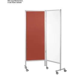 Wandschirm 2-flügelig, fahrbar, Farbe: grau/weiß (Strecke)