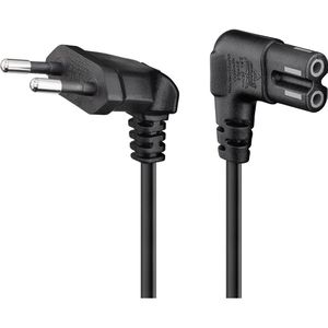 Goobay Netzkabel 97354, 2-polig, 3 m, schwarz, Eurostecker / Doppelnut-Buchse, abgewinkelt