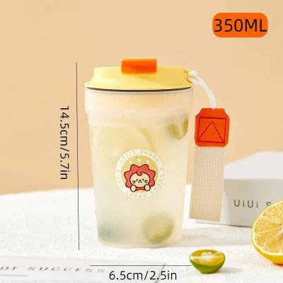 Uplift Picks Portable Plastic Water Bottle With Rope Leak Proof Travel Tumbler For Kids yellow 0.35 Liter