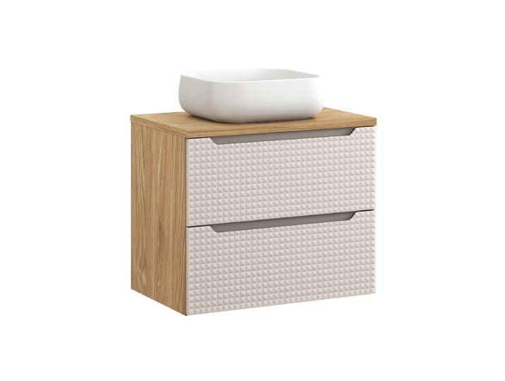 Meuble simple vasque 70cm Mallory Beige et bois