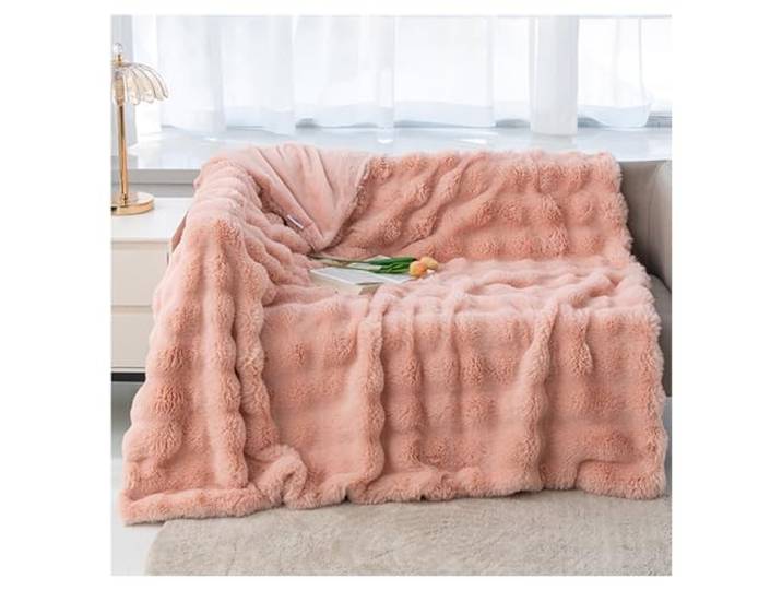 Ergocar Kuscheldecke, Weiche Künstliches Kaninchenfell Decke, Flauschig Sofadecke Doppelgesicht Dicke Decke für Couch, Stuhl und Bett, Dekorative für alle Jahreszeiten