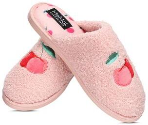 Women's Women's Cherries Terry Slide Slippers by MeMoi in Pink (Size S)