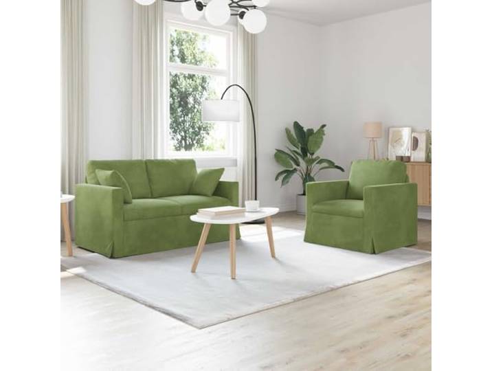 KGHERMDF Modulares Sofa Set 2 STK Hellgrün Samt mit Metallrahmen Samtbezug, Schaumstoffkissen, schwarzer Rahmen, modulare Einzelteile, pflegeleichte Oberfläche, Innenbereich