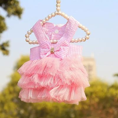 Uplifted Finds Dog Princess Dress With Puppy Bow Knot Striped Mesh Tutu a m
