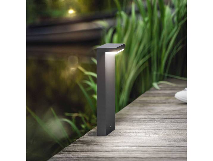 Philips LED Sockelleuchte Bustan, schwarz, Aluminium, Modern