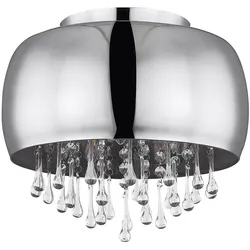 Decken Lampe Leuchte Metall Chrom Glas Kristalle Klar Wohn Ess Zimmer Küche