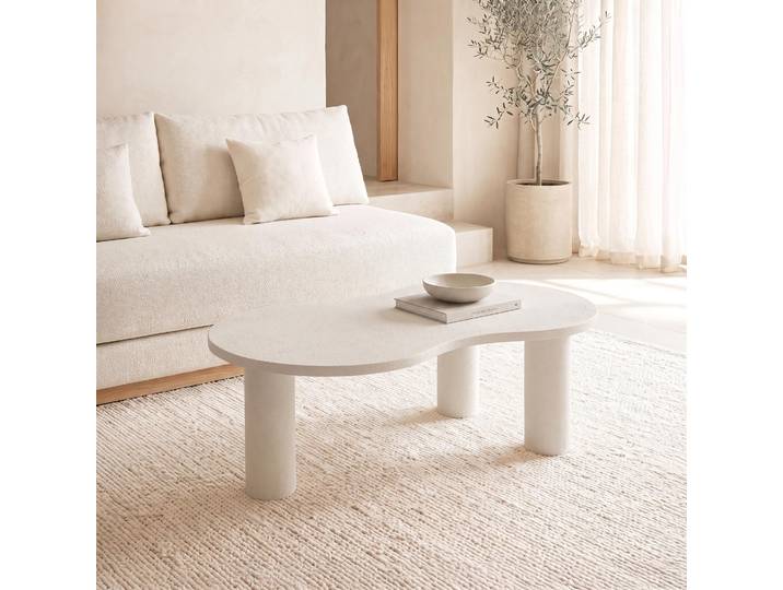 Table basse design blanche en marbre composite - Arco