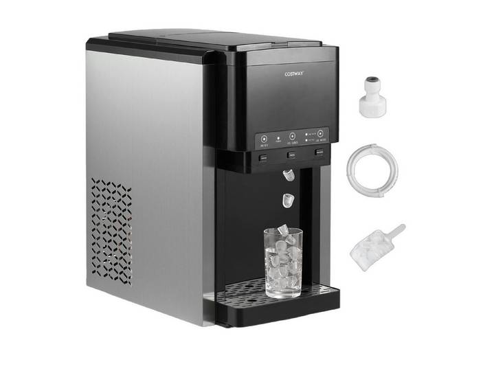 COSTWAY Eiswürfelmaschine, 3 in 1 Wasserspender 20kg/Tag, 12 Würfel/9 Min