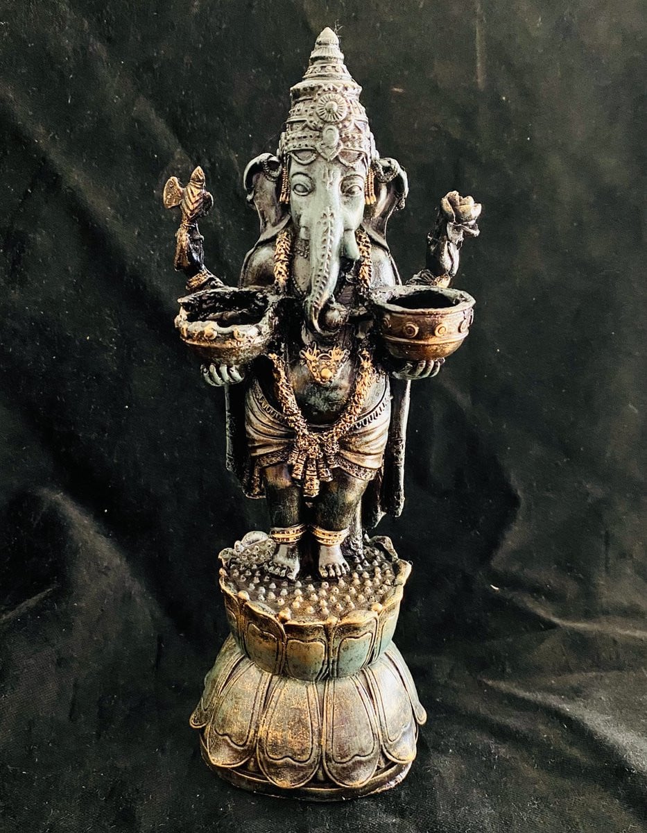 Ganesh van Ganapati Tantra Ganesha Boeddha Beeld Zwart H 26 x B 11 x D 10 cm