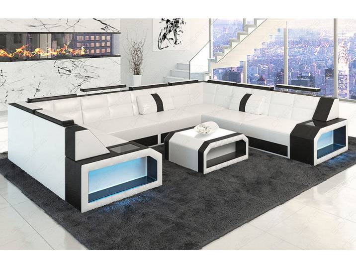 Wohnlandschaft Pesaro U-Form aus Leder