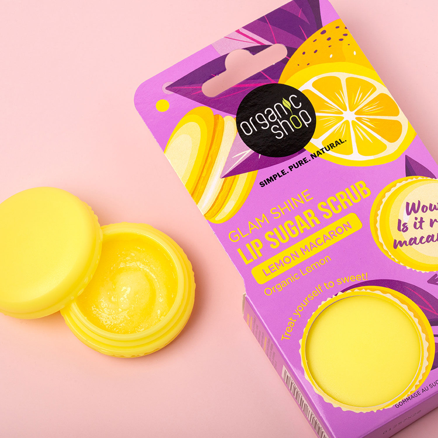 ORGANIC SHOP Lemon Macaron Lip Sugar Scrub 10ml