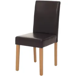 Mendler Esszimmerstuhl Littau, Küchenstuhl Stuhl, Leder ~ braun, helle Beine