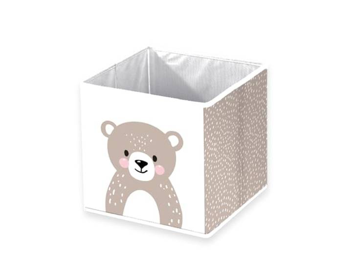Herding babybest Boîte de rangement\, Woodland Crew\, 30 x 30 x 30 cm\, boîte pliable\, blanc/beige