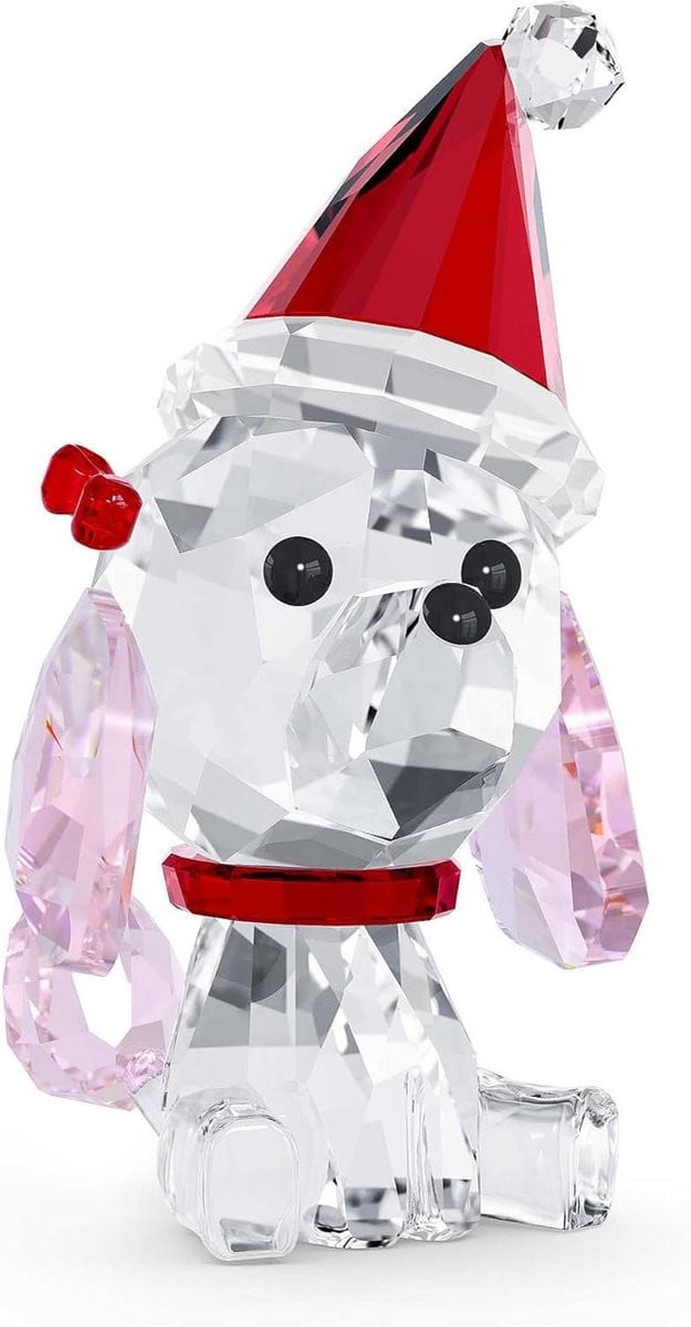 Transparant Poedel Figuur met Kristallen als Kerst Decoratie