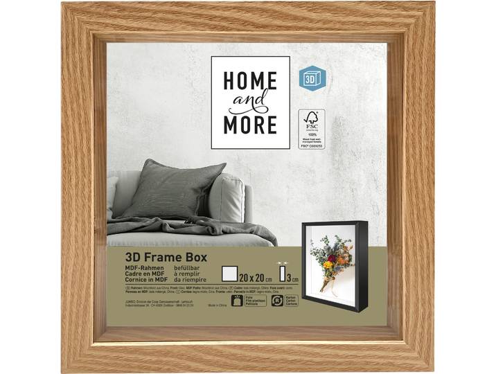 Home and More Bilderrahmen 3D Frame Box 20 x 20cm Natur MDF
