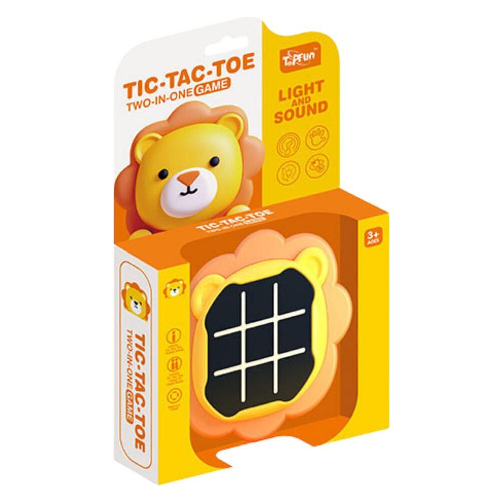 Lean Toys 3in1 Spiel Tic-Tac-Toe Memory Löwe orange (2 Spieler) (LEA21373-uniw)