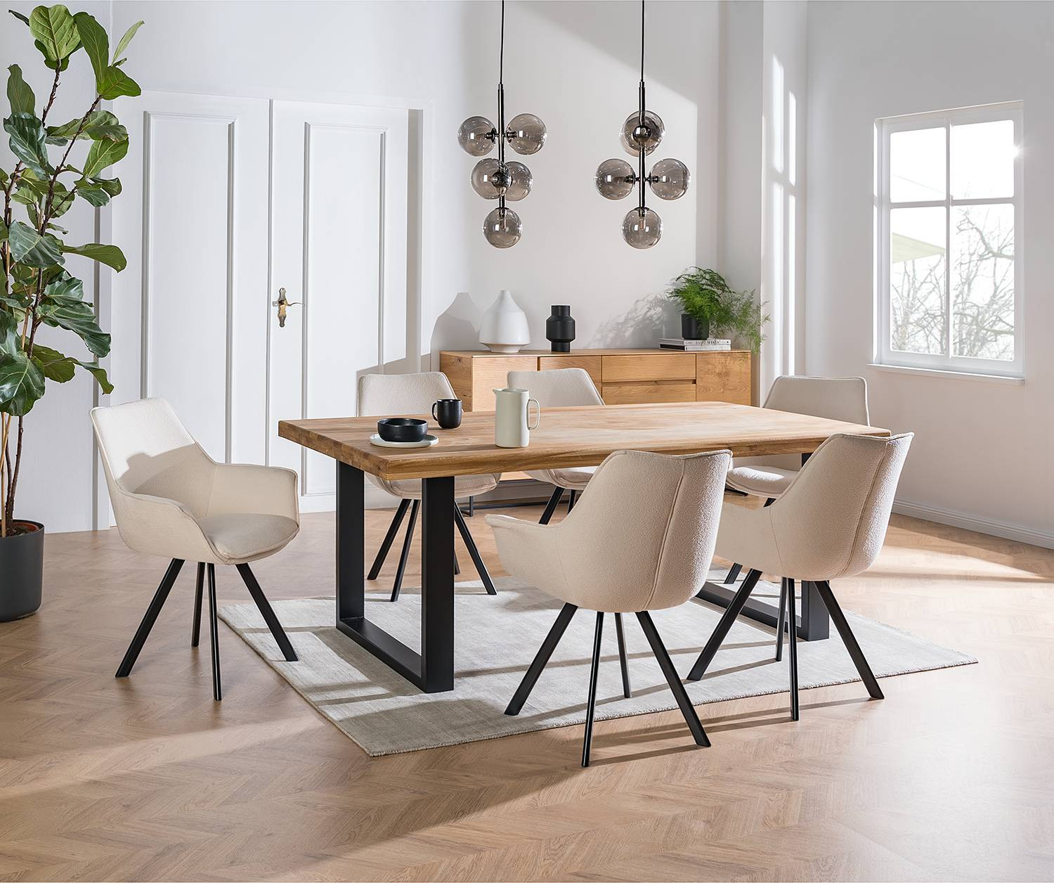home24 Eettafel modern rechthoekig eikenhout bruin