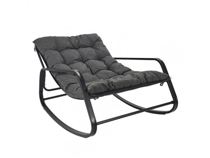VIDIA - Fauteuil à Bascule Anthracite avec Coussin Capitonné