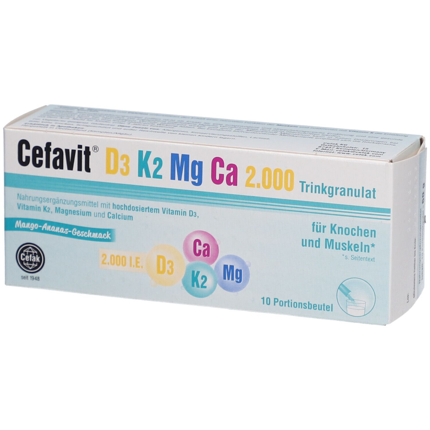 Cefavit D3 K2 Mg Ca 2.000 Trinkgranulat 10 St Granulat zur Herstellung einer Susp. zum Einnehmen