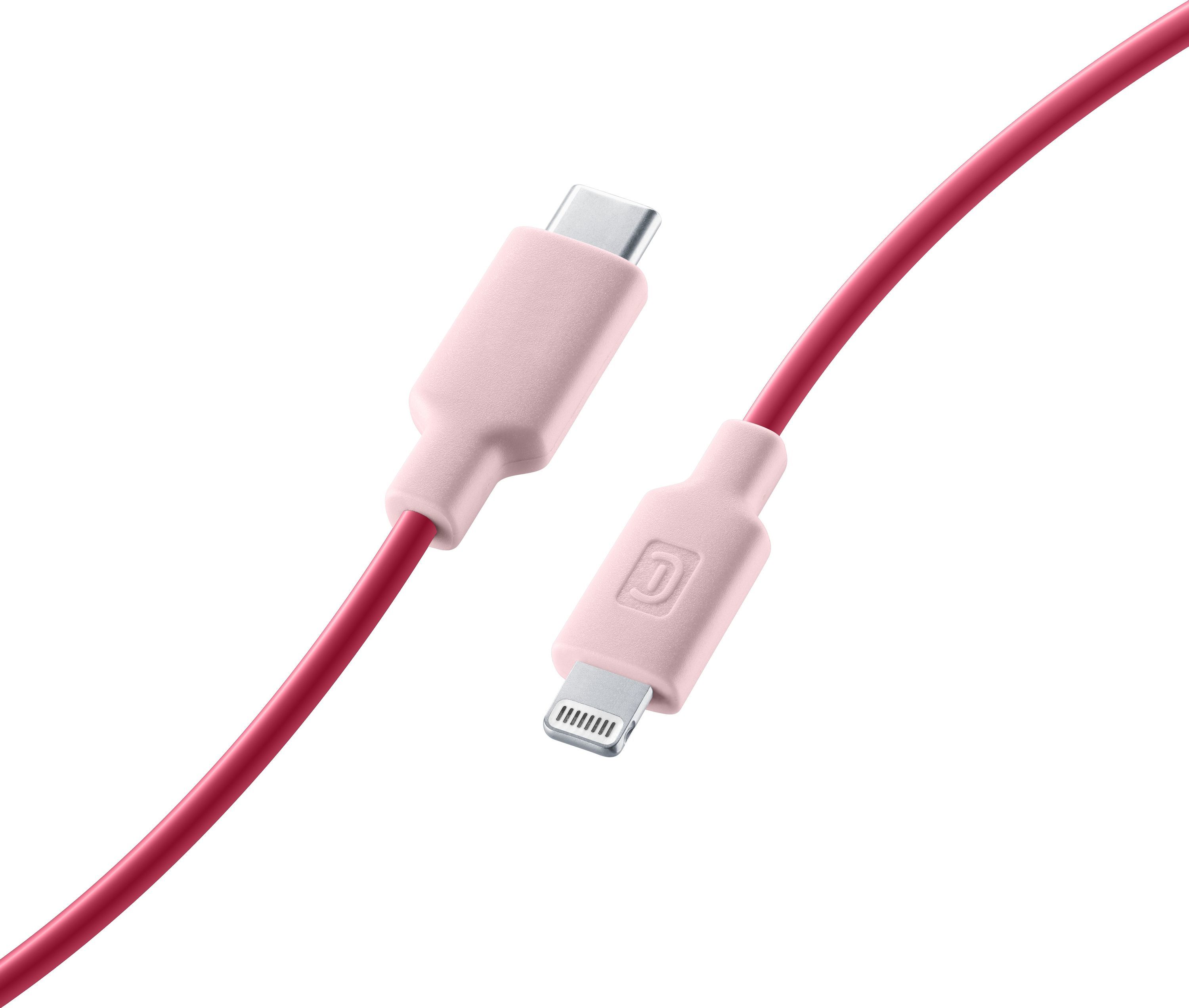 Cellular Line Stylecolor Cable Stecker Lightning auf USB C bis 30 W 1 m (Pink) 61100