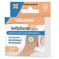 Lifemed Heftpflaster 2,5 m x 2,5 cm hautfarben "Classic" 12 Stück