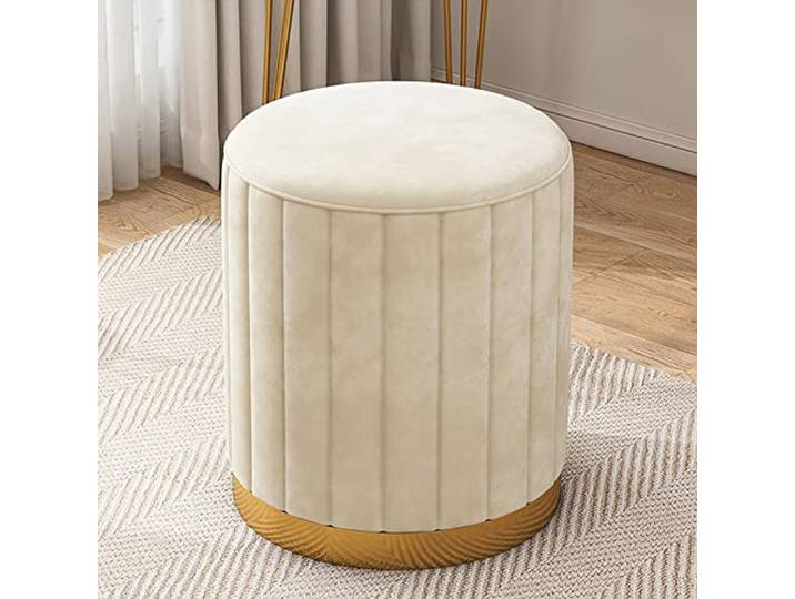 IXMLDAXD Der Stuhl, Modern Round Velvet Ottoman Footrest - Stylish Upholstered Foot Stool for Living Room and Bedroom(Beige)