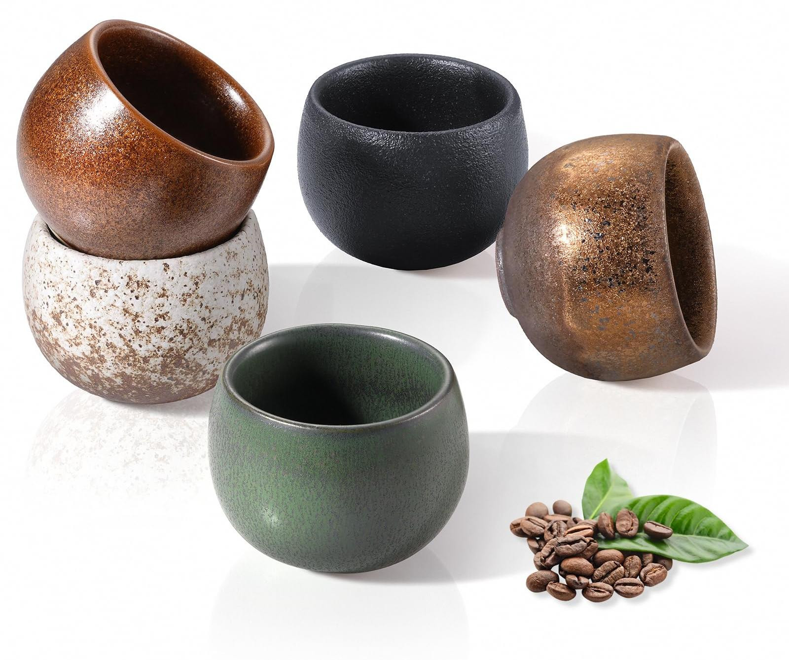 Selius Set van 5 Espressokopjes van Aardewerk, 50 ml