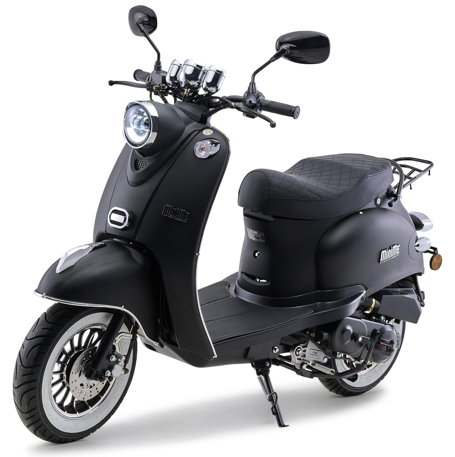 Motorroller 50 ccm Burnout MiniMe 25 km/h Retro-Mofa Euro 5 Schwarz