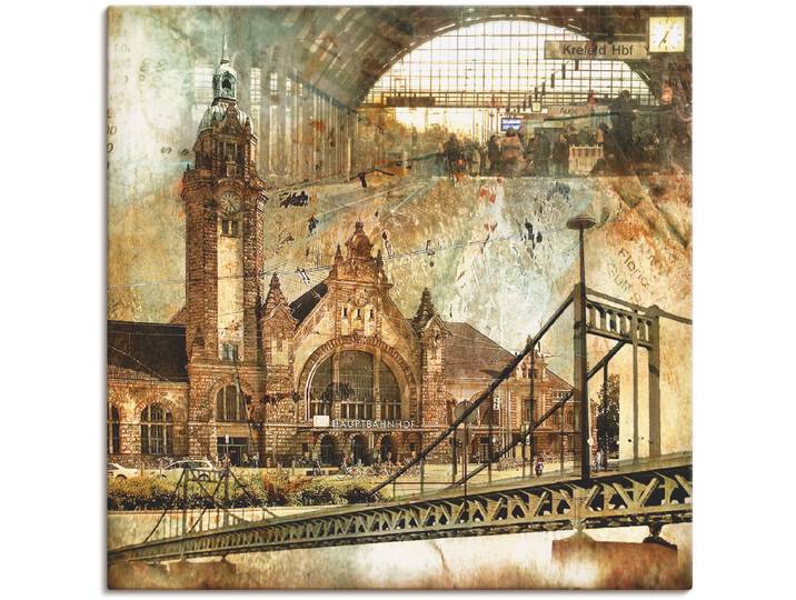 Wandbild ARTLAND Krefeld Skyline Abstrakte Collage , braun (farbe bild(er): braun), B:50cm H:50cm, Bilder, Wandbild, als Leinwandbild, Poster in verschied. Grössen