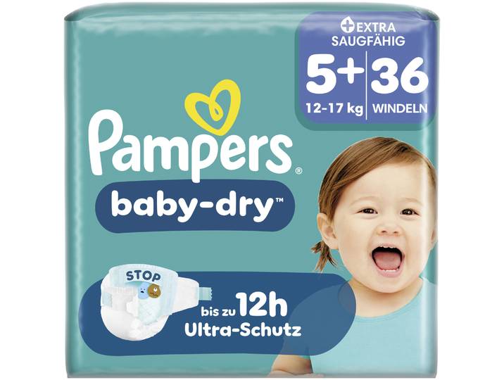 Pampers Baby Dry Windeln Grösse 5+ Junior Plus 12-17kg 36 Stück