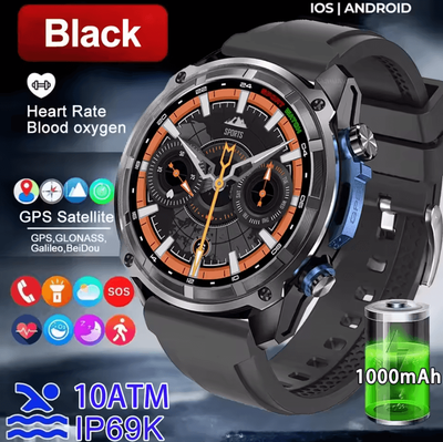 Inspire Curations Military Offline Map GPS Smartwatch With 4GB Storage & 1000mAh Battery black