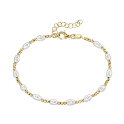 Armband SMART JEWEL "mit Kugeln und Süßwasser-Perlen, Silber 925", weiß, Armbänder, Damen, 19cm, Silber 925 (Sterlingsilber), Armband