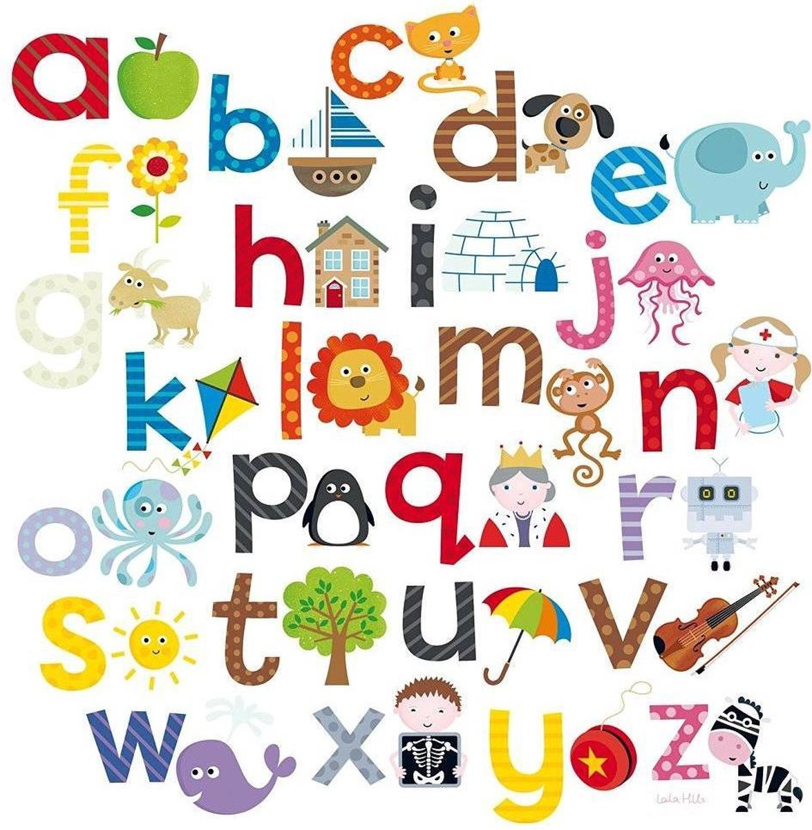 Happy Spaces Canvas schilderij met typografie A t/m Z
