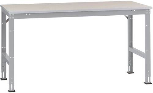 Manuflex AU6121.9006 Arbeits-Anbautisch UNIVERSAL Standard mit Melaminplatte, BxTxH = 2000 x 1000 x 760-870mm Alusilber