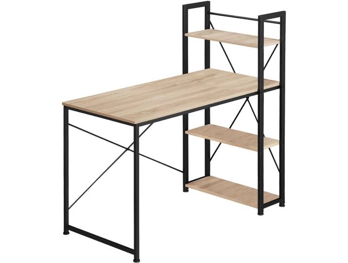 Bureau style industriel étagère en panneau aggloméré bois clair