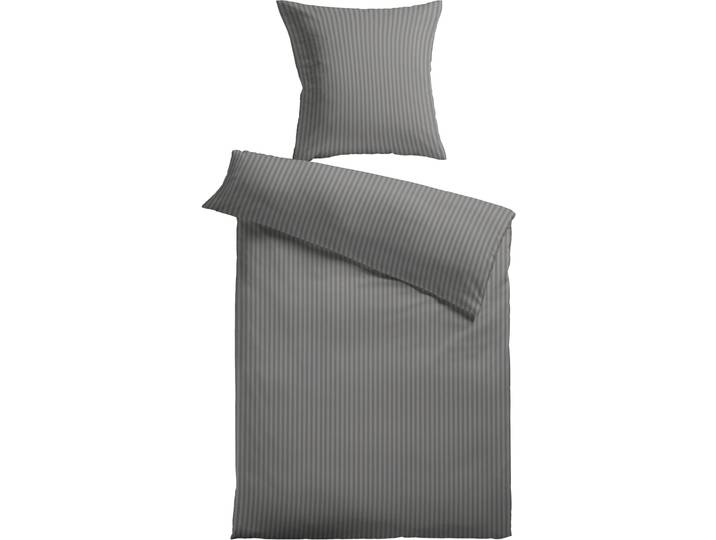 Bettwäsche KINZLER Damast-Streifen , grau, B/L: 155cm x 220cm, 1 Stk., 1 Stk., Damast, B/L: 80cm x 80cm, 2 Stk., Damast, Obermaterial: 100% Polyester, Bettwäsche, Bettwäsche, aus Mikrofaser
