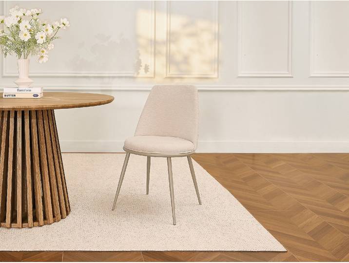6er-Set Stühle aus Strukturiert Stoff und Metall - Beige NEBINA