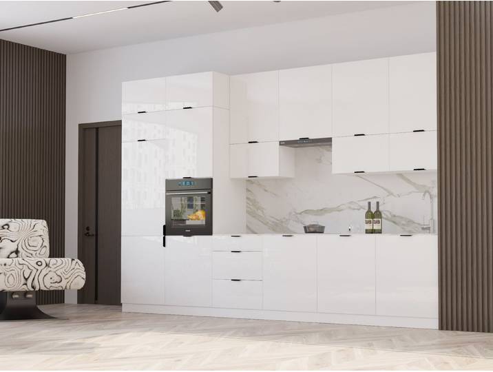 ROYAL24_MARKT Küchenzeile – Lunara – 360 cm – Moderne küche ohne Arbeitsplatte & Elektrogeräte, (Set), Edle Stoffe - Schickes Design - Top Verarbeitung