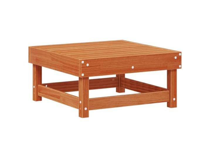 KTHLBRH Fußhocker Garten Holz Kiefer massiv Braun Wachs Lattenrost-Design, inklusive Kissen, 60 x 60 x 30 cm, für Terrasse und Balkon